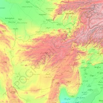 Topografische Karte Afghanistan, Höhe, Relief