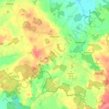 Topografische Karte Högsdorf, Höhe, Relief