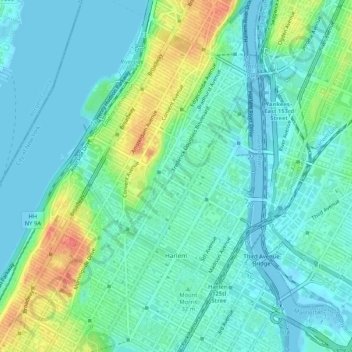 Topografische Karte Harlem, Höhe, Relief