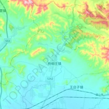 Topografische Karte 杨柳庄镇, Höhe, Relief