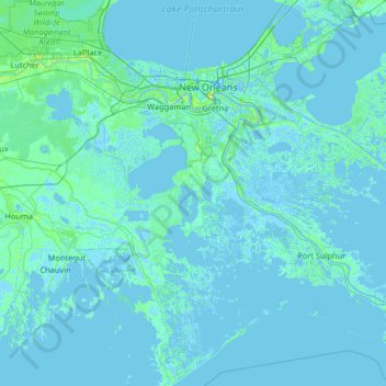 Topografische Karte Jefferson Parish, Höhe, Relief
