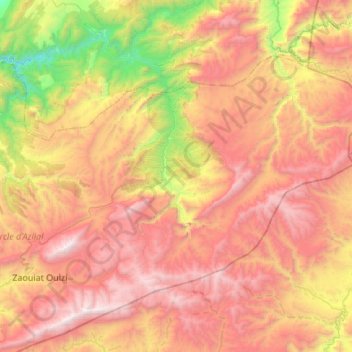 Topografische Karte Zaouiat Ahansal, Höhe, Relief