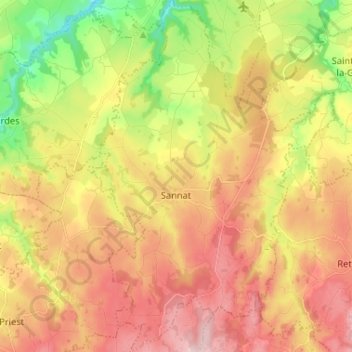 Topografische Karte Sannat, Höhe, Relief
