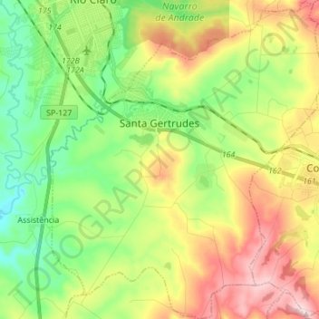 Topografische Karte Santa Gertrudes, Höhe, Relief