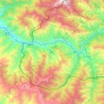 Topografische Karte Uri, Höhe, Relief