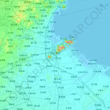 Topografische Karte 连云港市, Höhe, Relief