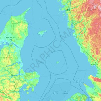 Topografische Karte Kattegat, Höhe, Relief