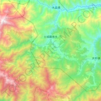 Topografische Karte 土城藏族乡, Höhe, Relief