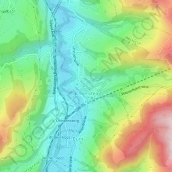 Topografische Karte Lichtensteig, Höhe, Relief