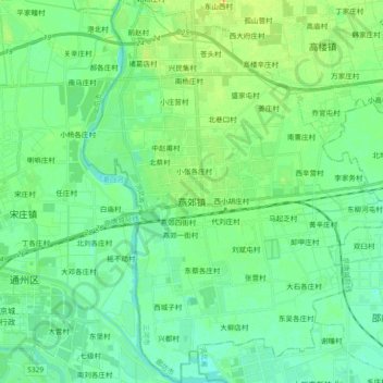Topografische Karte 燕郊镇, Höhe, Relief