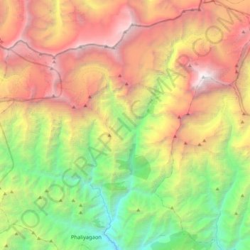 Topografische Karte Mudi, Höhe, Relief