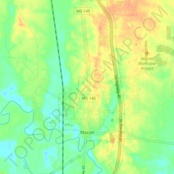 Topografische Karte Macon, Höhe, Relief