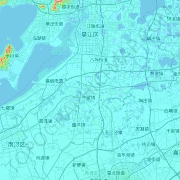 Topografische Karte 吴江区, Höhe, Relief