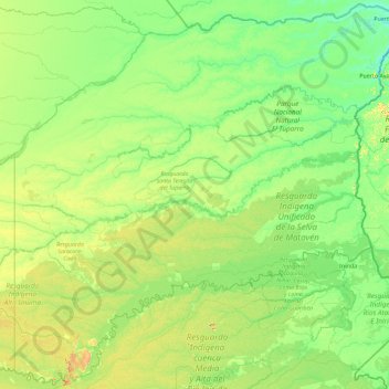 Topografische Karte Vichada, Höhe, Relief