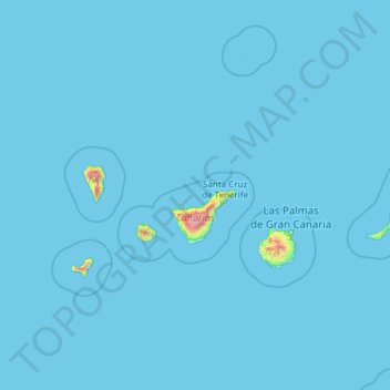 Topografische Karte Канарские острова, Höhe, Relief