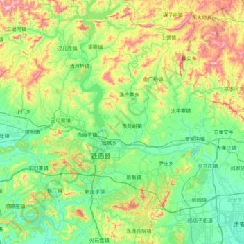 Topografische Karte 迁西县, Höhe, Relief
