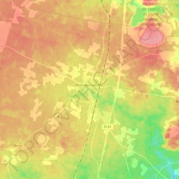 Topografische Karte Rion-des-Landes, Höhe, Relief