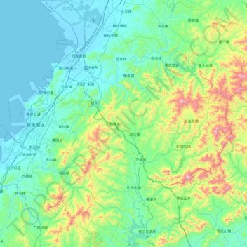 Topografische Karte 盖州市, Höhe, Relief