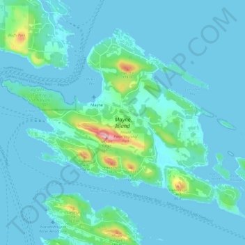 Topografische Karte Mayne Island, Höhe, Relief