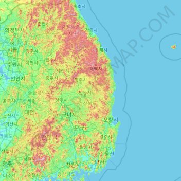 Topografische Karte Gyeongsangbuk-do, Höhe, Relief