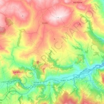 Topografische Karte Calitri, Höhe, Relief