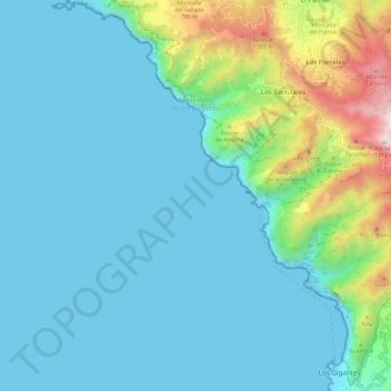 Topografische Karte Acantilados de los Gigantes, Höhe, Relief
