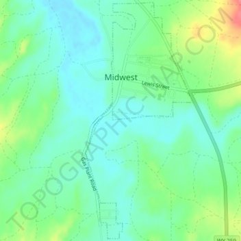 Topografische Karte Midwest, Höhe, Relief