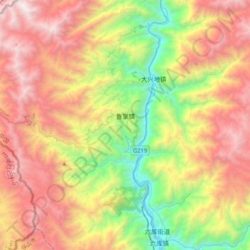 Topografische Karte 鲁掌镇, Höhe, Relief
