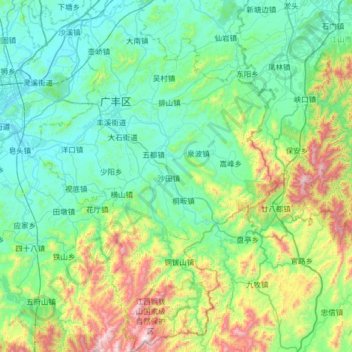 Topografische Karte 广丰区, Höhe, Relief