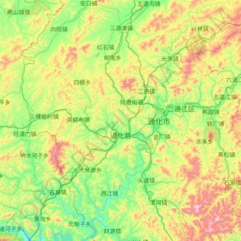 Topografische Karte 通化县, Höhe, Relief