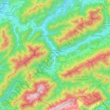 Topografische Karte Hollenstein an der Ybbs, Höhe, Relief