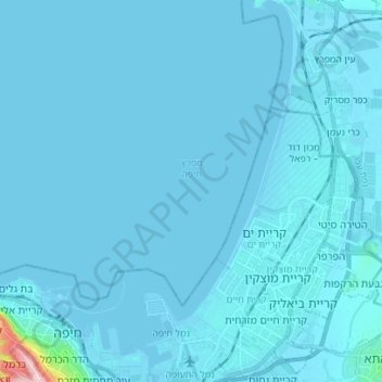 Topografische Karte Haifa Bay, Höhe, Relief