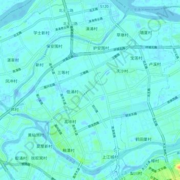 Topografische Karte 高埗镇, Höhe, Relief