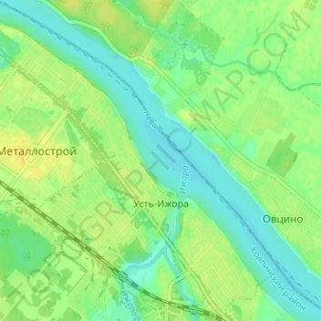 Topografische Karte Усть-Ижора, Höhe, Relief