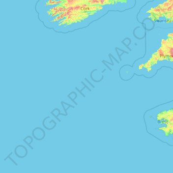 Topografische Karte Keltische See, Höhe, Relief