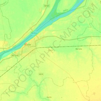 Topografische Karte Buxar, Höhe, Relief