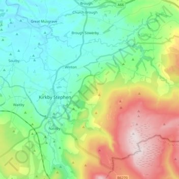 Topografische Karte Kaber, Höhe, Relief