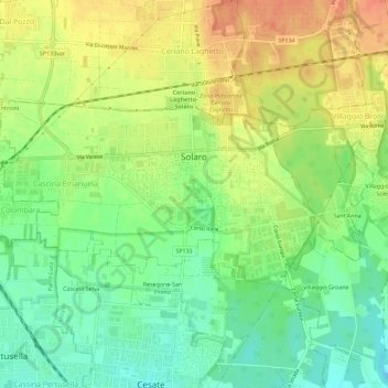 Topografische Karte Solaro, Höhe, Relief