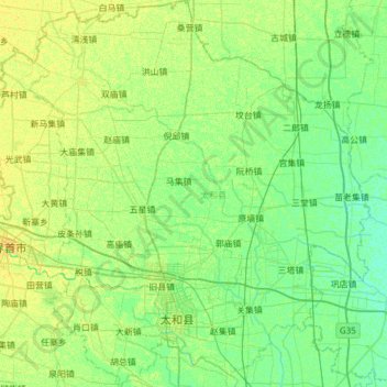 Topografische Karte 太和县, Höhe, Relief