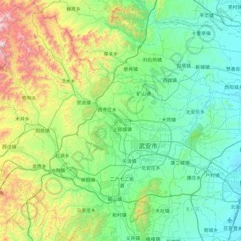 Topografische Karte 武安市, Höhe, Relief