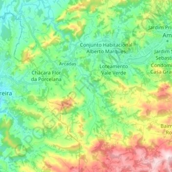 Topografische Karte Arcadas, Höhe, Relief