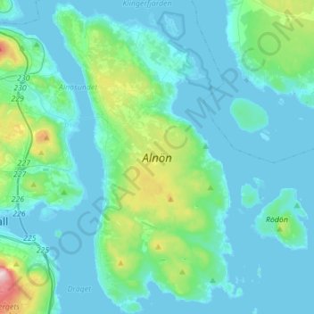 Topografische Karte Alnön, Höhe, Relief