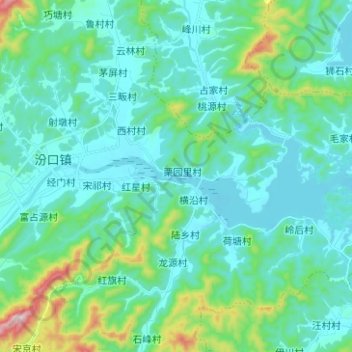 Topografische Karte 新安江水库, Höhe, Relief