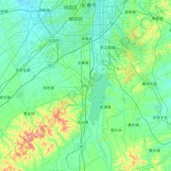 Topografische Karte 朝阳区, Höhe, Relief