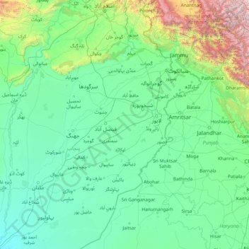 Topografische Karte Chanab, Höhe, Relief