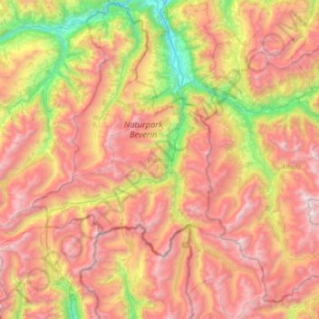 Topografische Karte Viamala, Höhe, Relief