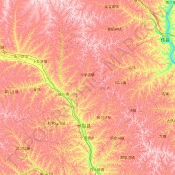Topografische Karte 米脂县, Höhe, Relief