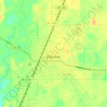 Topografische Karte Oakdale, Höhe, Relief