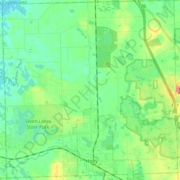 Topografische Karte Holly Township, Höhe, Relief