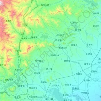Topografische Karte 灵寿县, Höhe, Relief